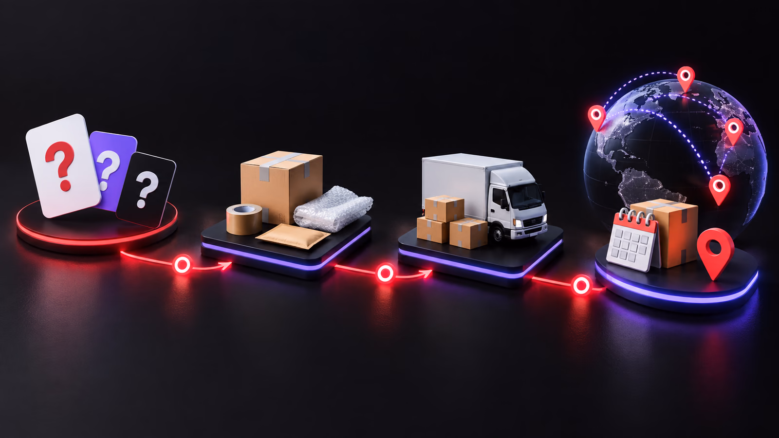 Delivery questions routed through destination, handling and carrier checkpoints to a clear answer.
