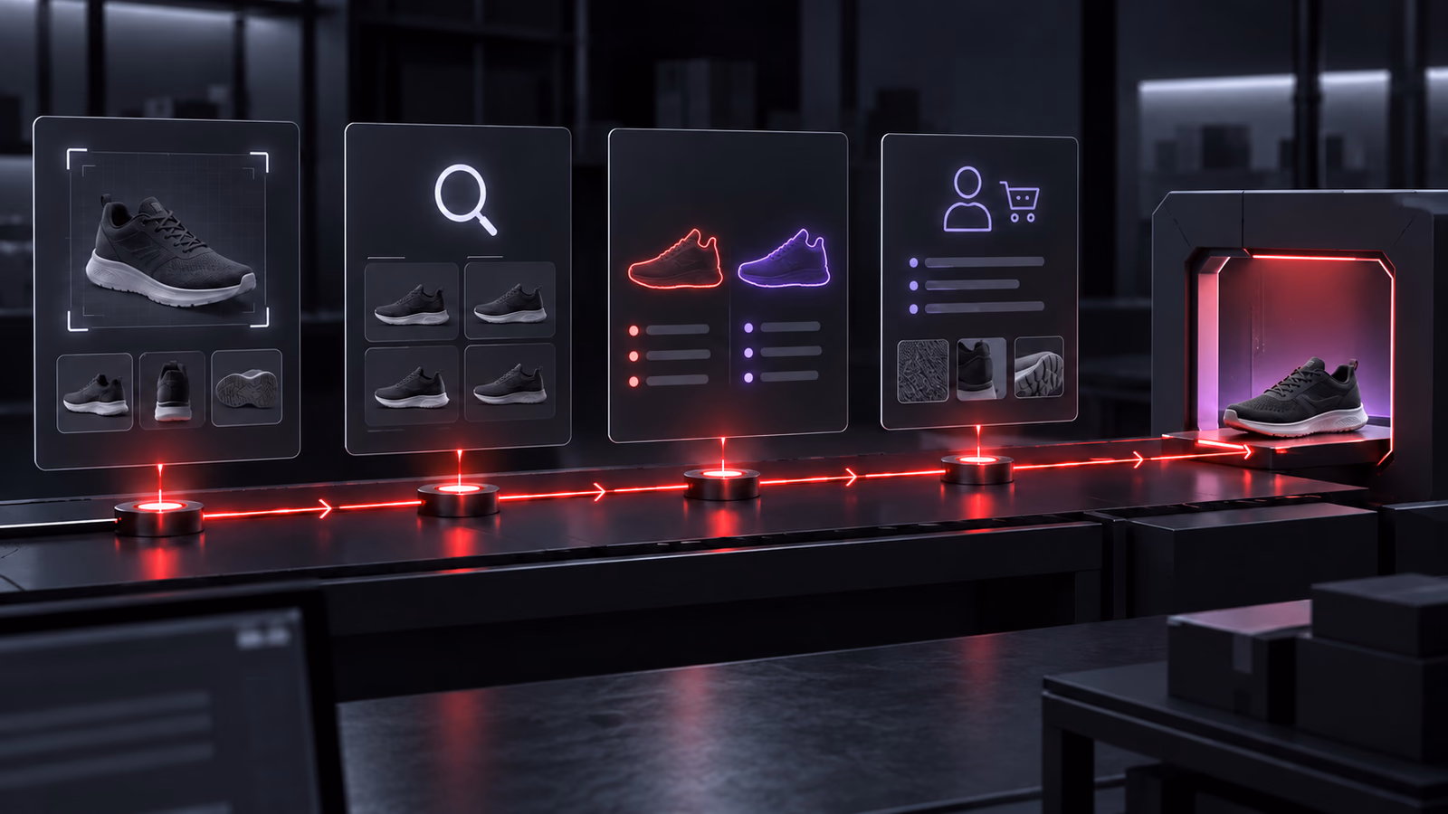 Four diagnostic cards represent reviews, certificate lookup, product versions and focused evaluation.