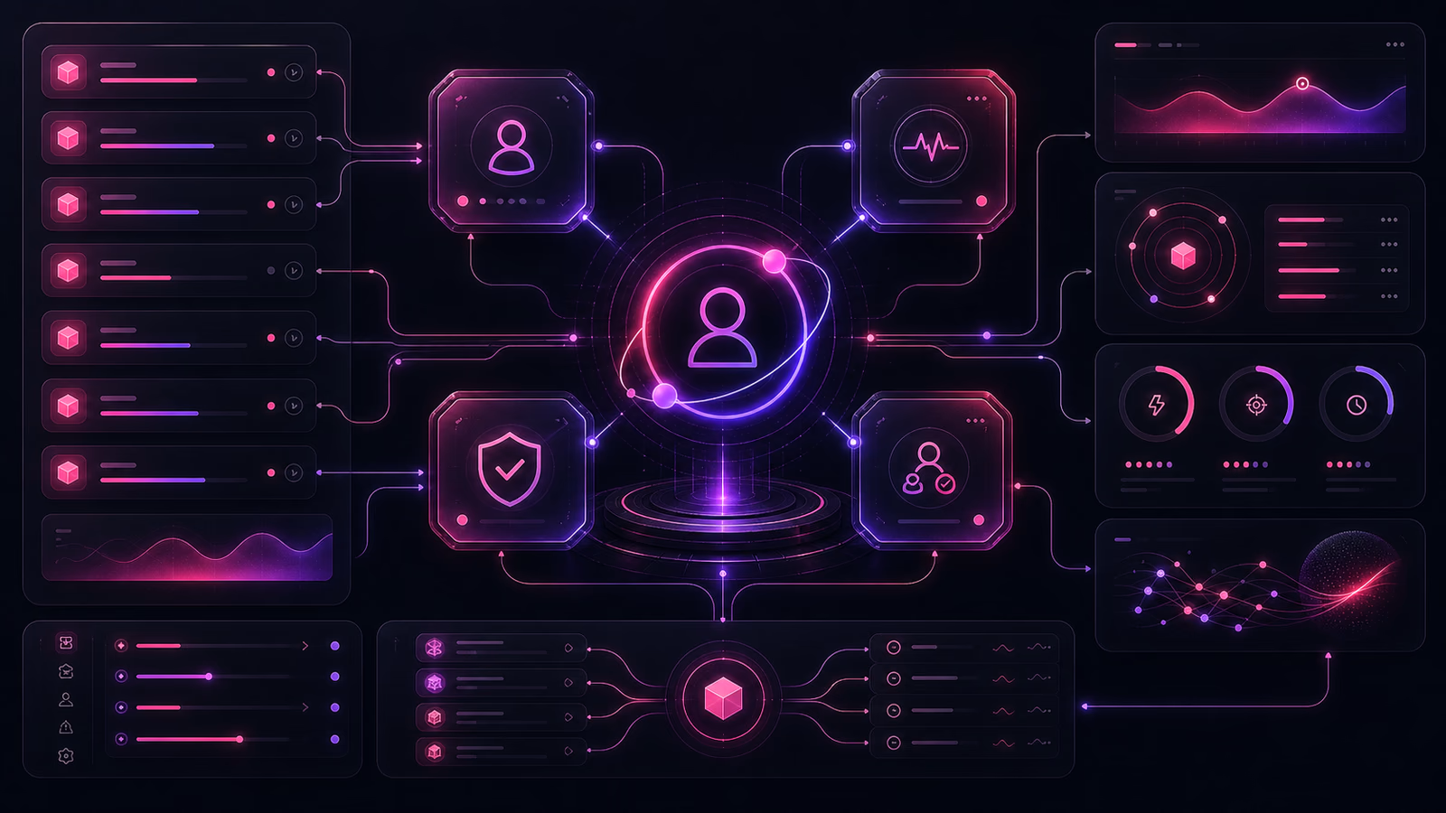 A verified record is surrounded by identity, state, authority, and human-review controls.